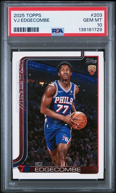 Graded 2025 Topps VJ Edgecombe #203 Rookie RC Basketball Card PSA 10 Gem Mint (ONLINE ORDER ONLY)