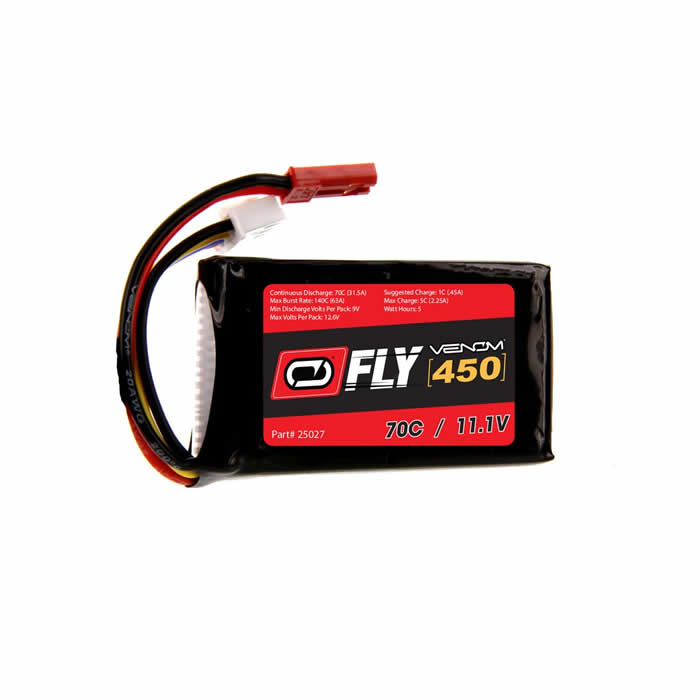 VEN-25027BAT Fly 70C 3S 450mAh 11.1V LiPo Battery JST Plug (ONLINE ORDER ONLY)