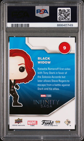 2023 UPPER DECK FUNKO POP MARVEL  BLACK WIDOW CONFETTI BOMB #9  PSA 10 (Online Order Only)
