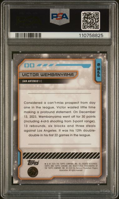 Graded 2023 Topps Cosmic Chrome Planetary Pursuit Sun Victor Wembanyama #PPS9 Rookie RC Basketball Card PSA 10 Gem Mint (ONLINE ORDER ONLY)