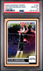 Graded 2023 Panini NBA Hoops Haunted Hoops Victor Wembanyama #108 Orange Rookie RC Basketball Card PSA 10 Gem Mint (ONLINE ORDER ONLY)