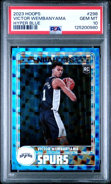 Graded 2023 Panini Hoops Victor Wembanyama #298 Hyper Blue Rookie RC Basketball Card PSA 10 Gem Mint (ONLINE ORDER ONLY)