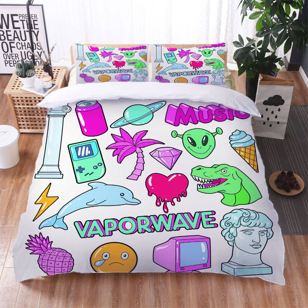 Vaporwave Bedding Set Cosplay Quilt Cover Without Filler (Online Order Only)