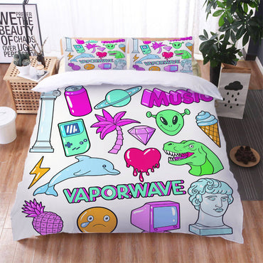 Vaporwave Bedding Set Cosplay Quilt Cover Without Filler (Online Order Only)