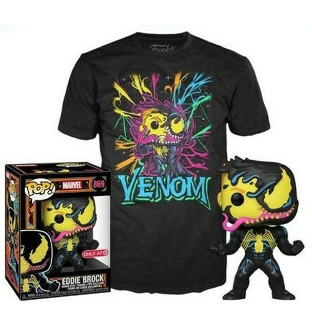 Eddie Brock (Black Light) and Black Light Venom Tee (M, Sealed) 869 - Target Exclusive (Online Order Only)