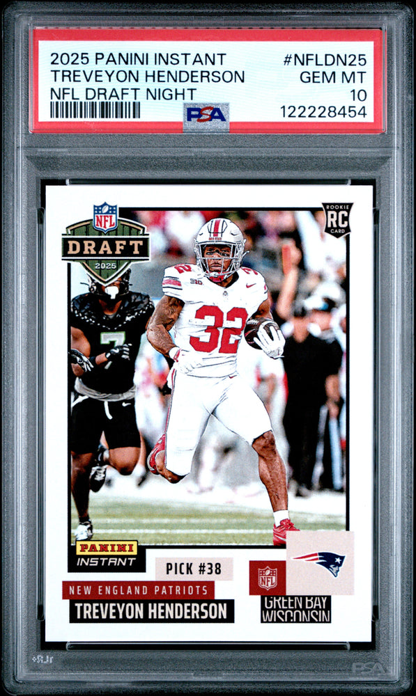 Graded 2025 Panini Instant TreVeyon Henderson #NFLDN25 NFL Draft Night Rookie RC Football Card PSA 10 Gem Mint (ONLINE ORDER ONLY)