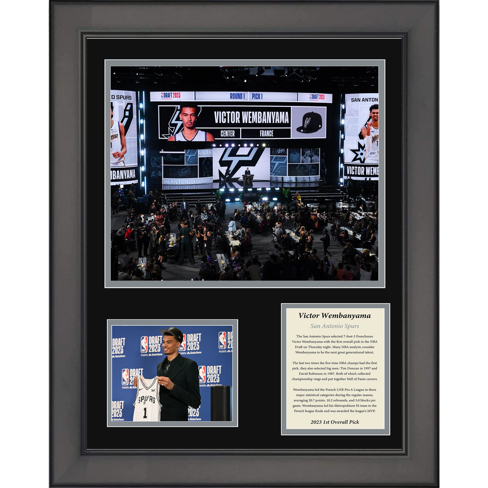 Framed Victor Wembanyama 2023 1st Overall Pick San Antonio Spurs Basketball 11"x14" Three Photo Collage (ONLINE ORDER ONLY)
