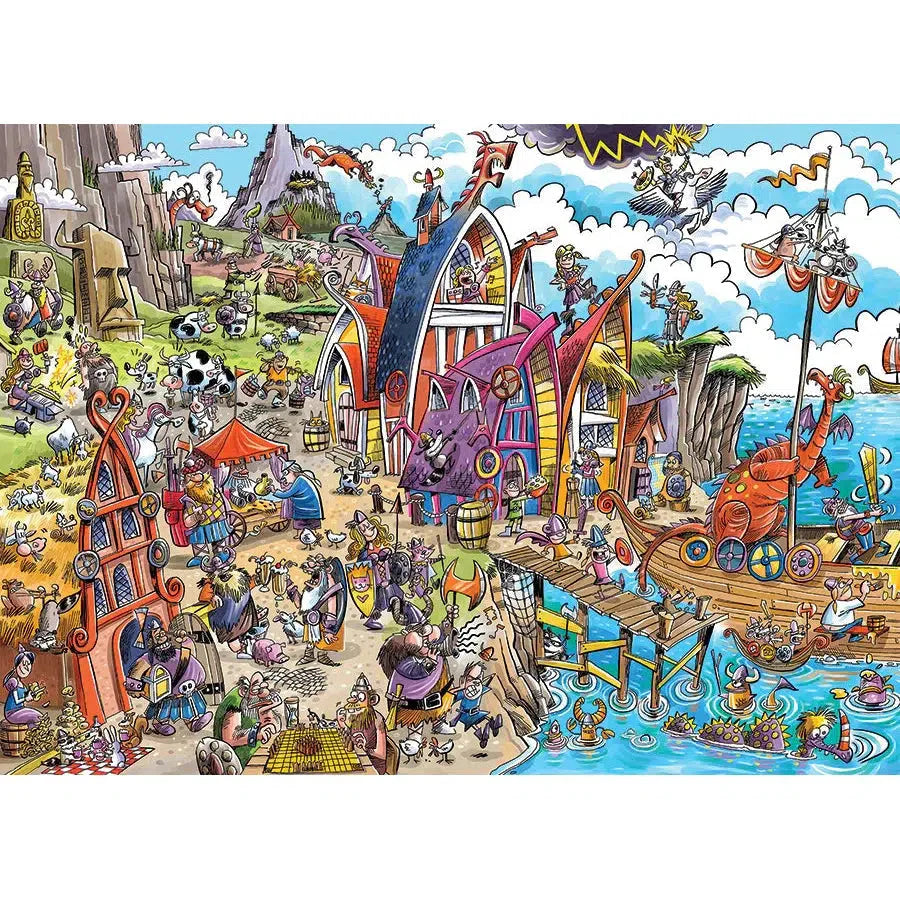 Viking Village Doodle Town 1000 Piece Jigsaw Puzzle Cobble Hill (ONLINE ORDER ONLY)