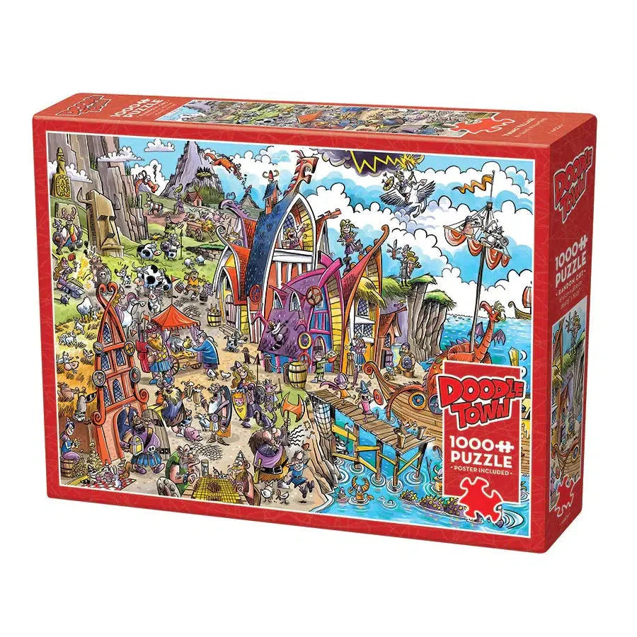 Viking Village Doodle Town 1000 Piece Jigsaw Puzzle Cobble Hill (ONLINE ORDER ONLY)