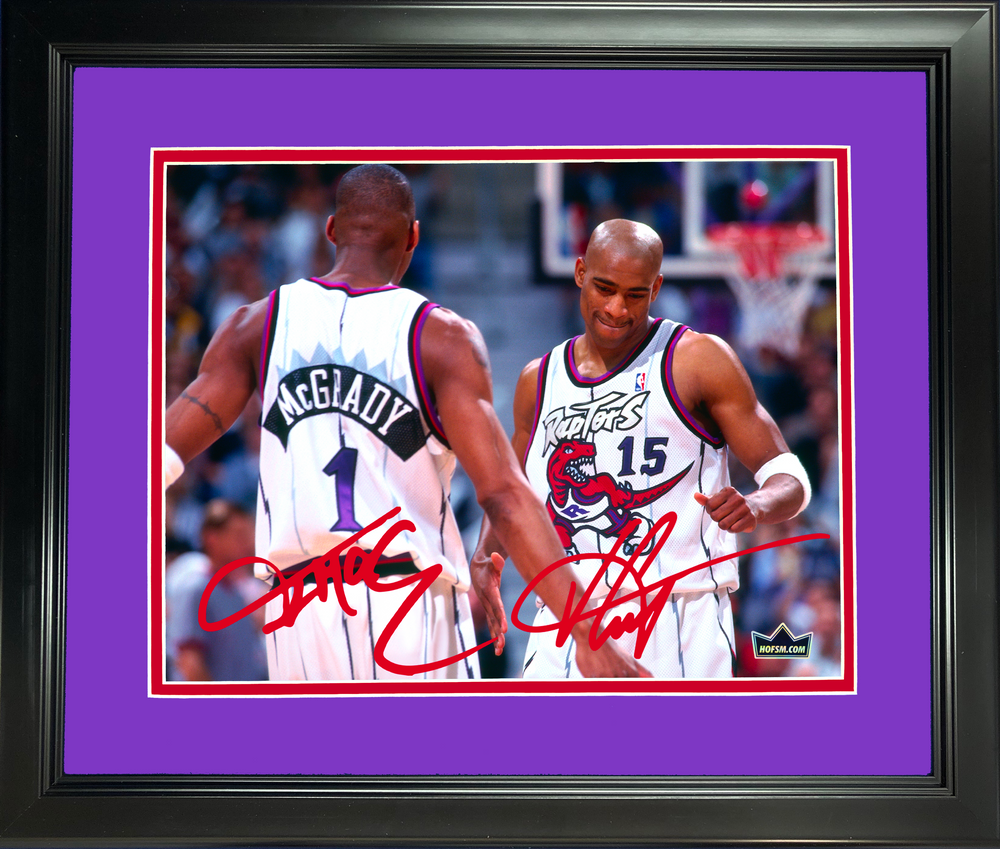 Framed Vince Carter & Tracy McGrady Dual Toronto Raptors Facsimile Laser Engraved Signature Auto 11"x14" Basketball Photo HOFSM Holo (ONLINE ORDER ONLY)