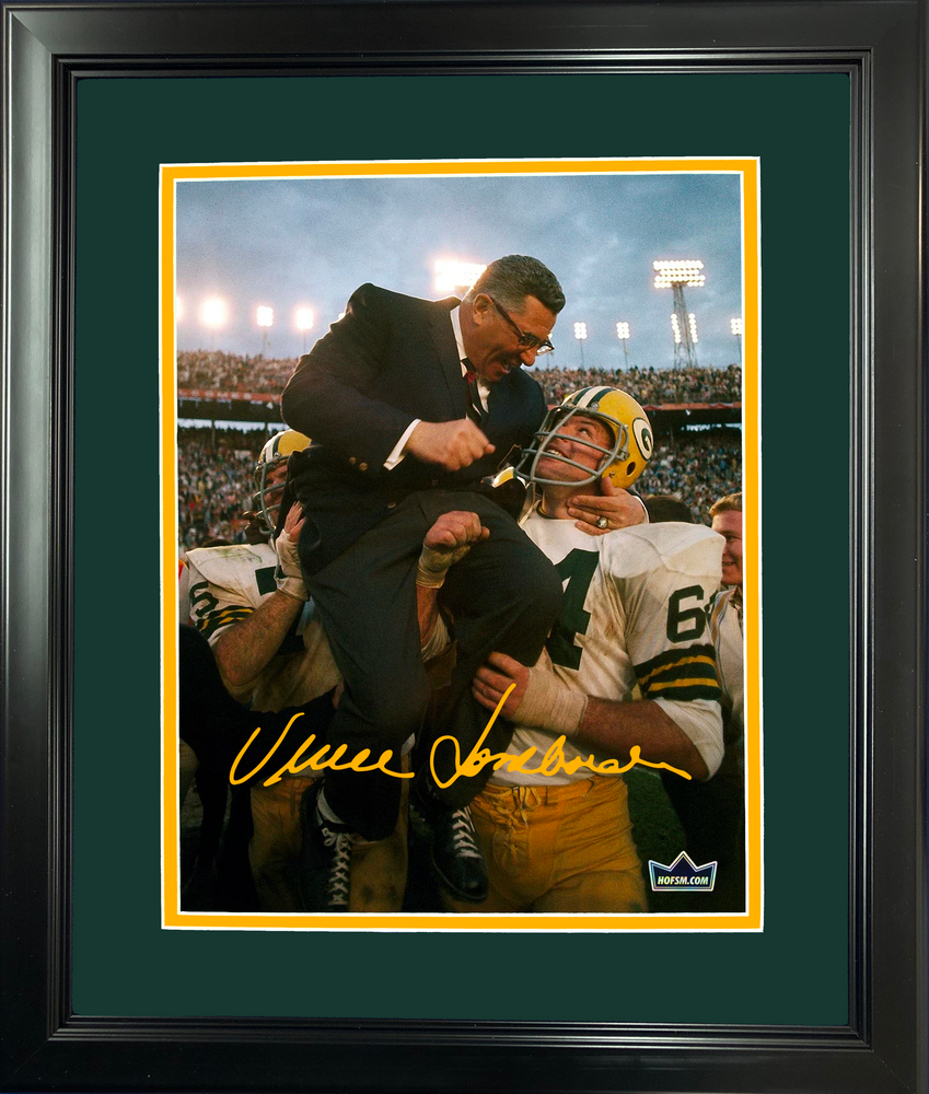 Framed Vince Lombardi Green Bay Packers Super Bowl II Facsimile Laser Engraved Signature Auto 11"x14" Football Photo HOFSM Holo (ONLINE ORDER ONLY)