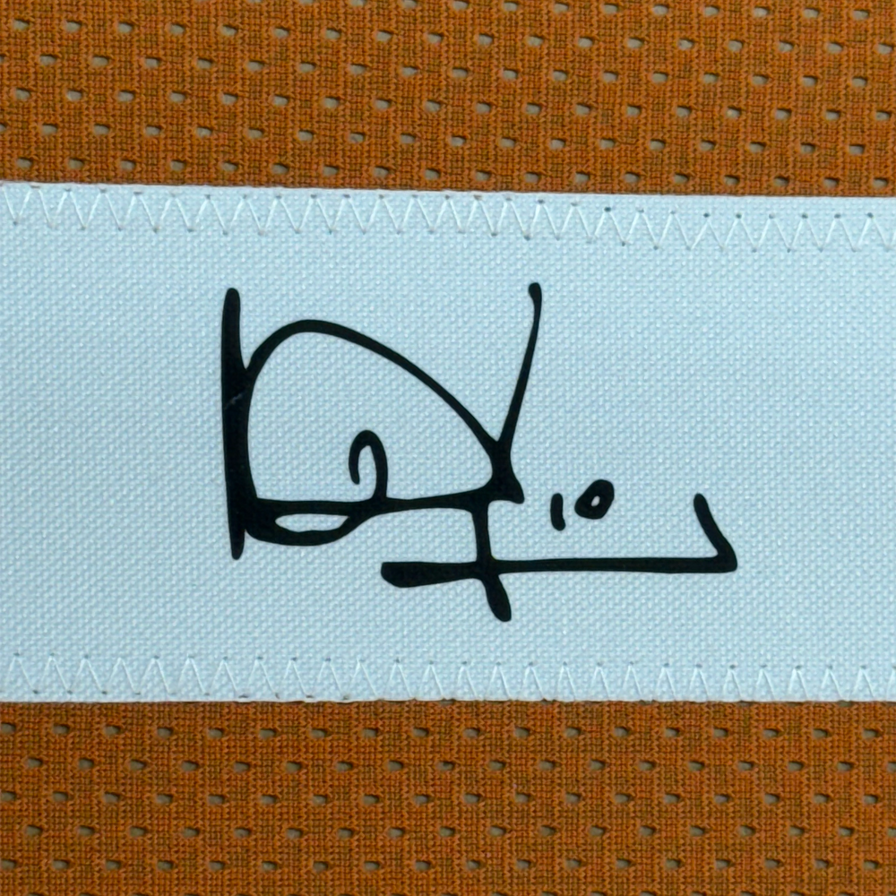 Framed Facsimile Autographed Vince Young 35x39 Texas Orange Reprint Laser Auto College Football Jersey (ONLINE ORDER ONLY)