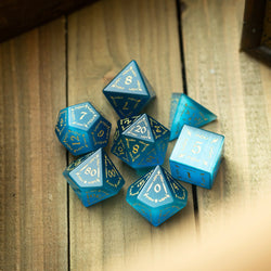 Vine Spike Gemstone Blue Cats Eye Stone DND Dice Set (ONLINE ORDER ONLY)