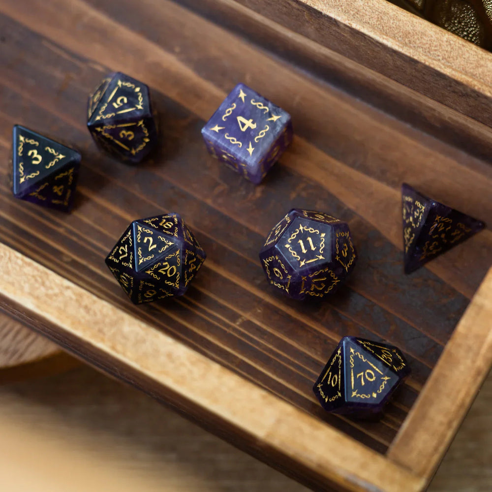 Vine Spike Gemstone Purple Amethyst DND Dice Set (ONLINE ORDER ONLY)