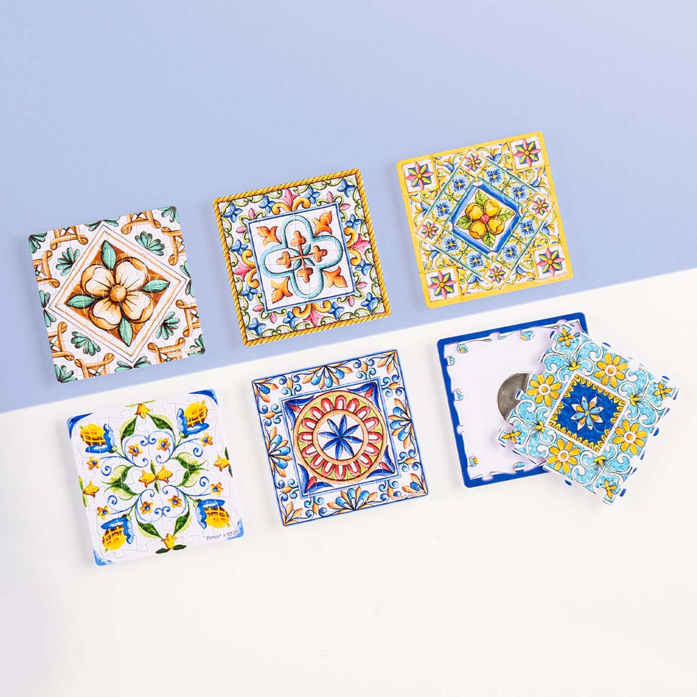 Vintage Flora Tile Magnet Set 96 Piece 3D Plastic Jigsaw Puzzle PieceRelax