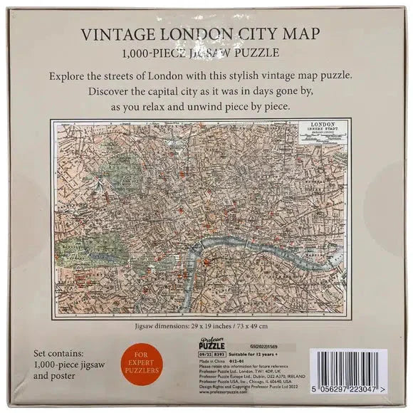 Vintage London City Map 1000 Piece Jigsaw Puzzle Professor Puzzle (ONLINE ORDER ONLY)