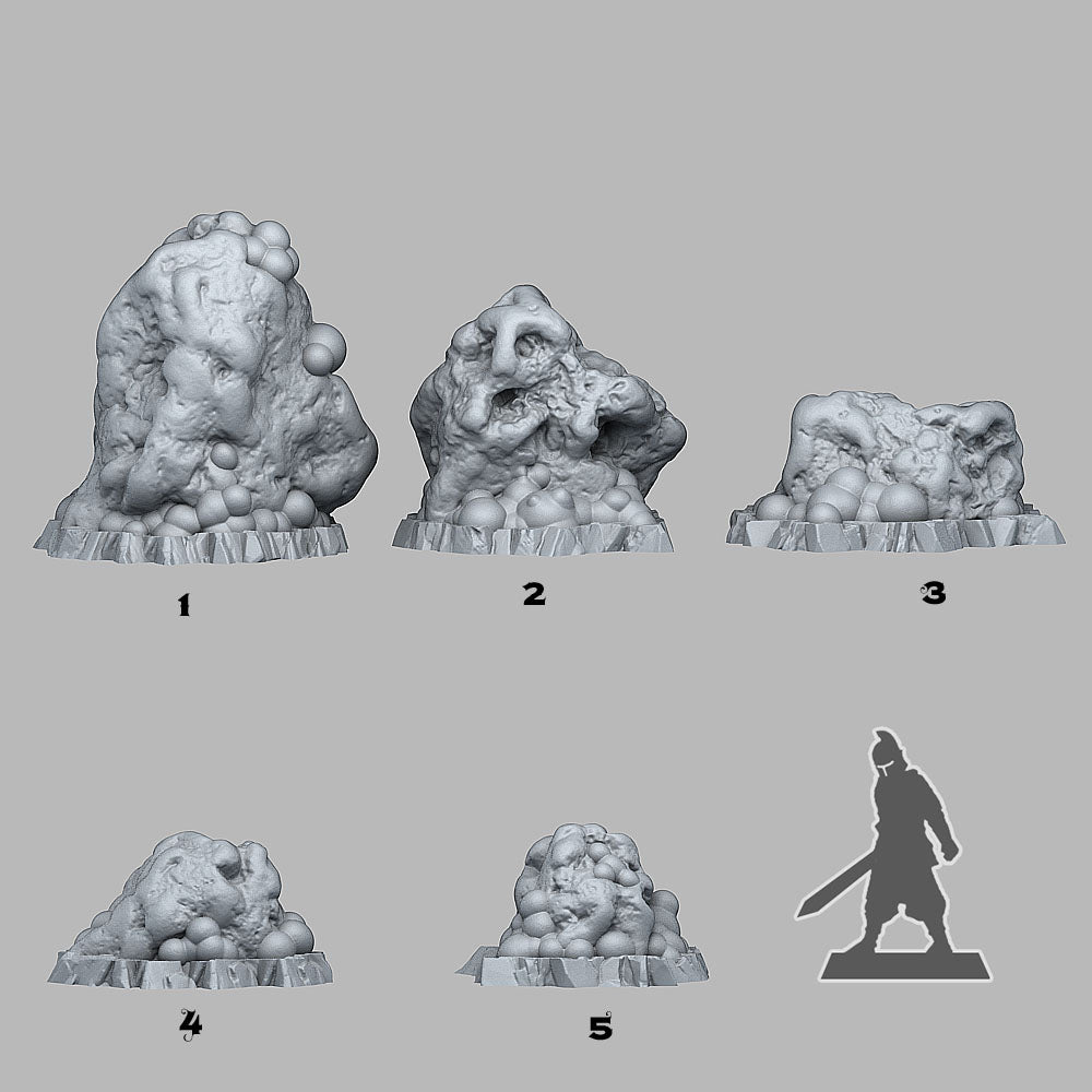 3D Printed Fantastic Plants and Rocks Virus Rocks 28mm - 32mm D&D Wargaming (Online Only)