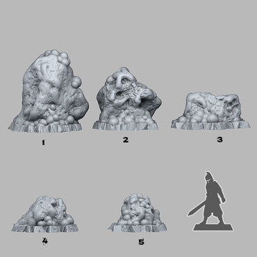 3D Printed Fantastic Plants and Rocks Virus Rocks 28mm - 32mm D&D Wargaming (Online Only)