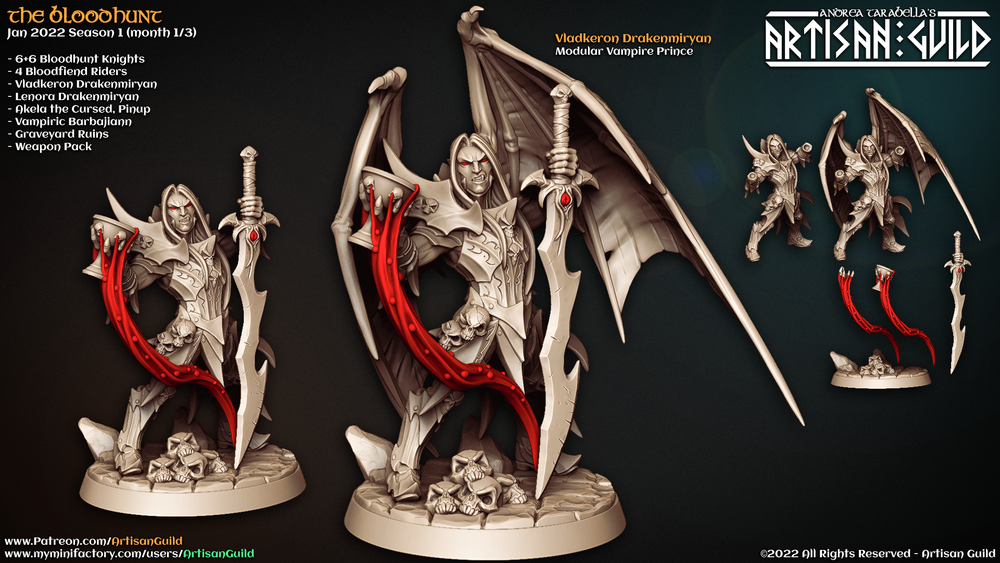 3D Printed Artisan Guild Vladkeron Drakenmiryan The Bloodhunt 28mm 32mm (Online Only)