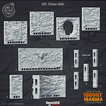 3D Printed Cast n Play Volcano Walls Mount Magma 28mm 32mm D&D (Online Only)