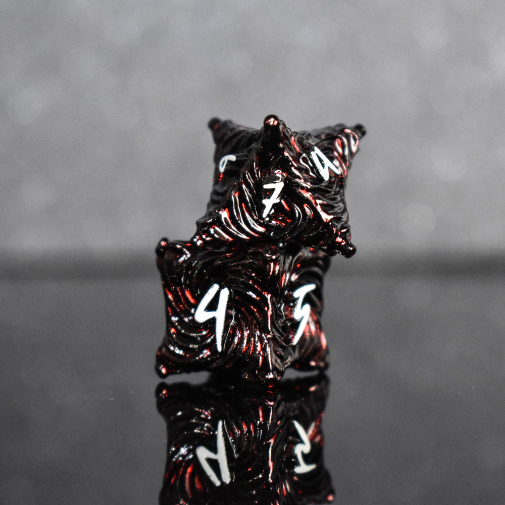Pre-Order || Vortex Warp Metal Dice Set - Deep Red