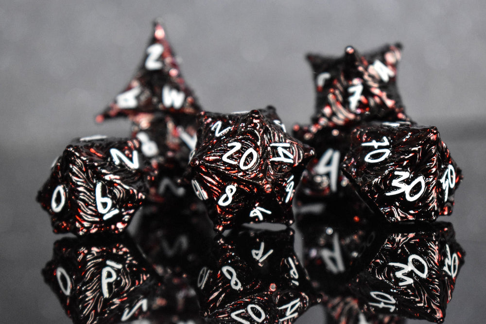 Pre-Order || Vortex Warp Metal Dice Set - Deep Red