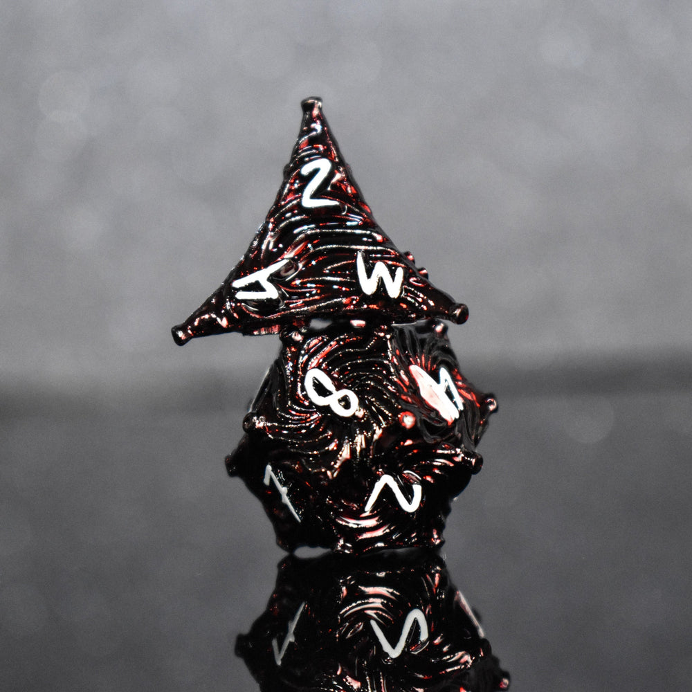 Pre-Order || Vortex Warp Metal Dice Set - Deep Red