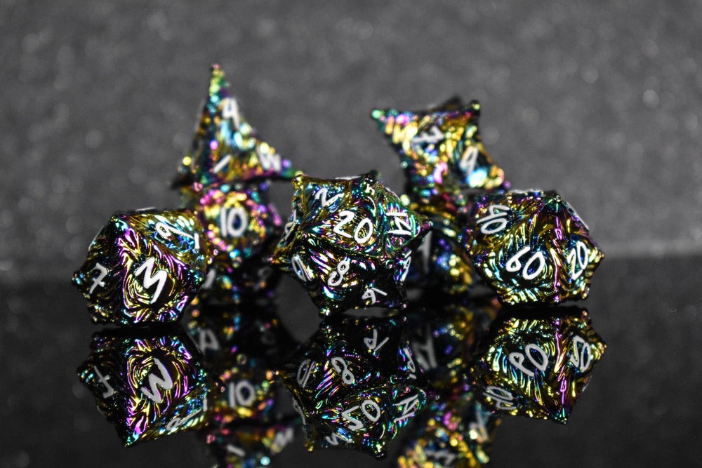 Pre-Order || Vortex Warp Metal Dice Set - Iridescent