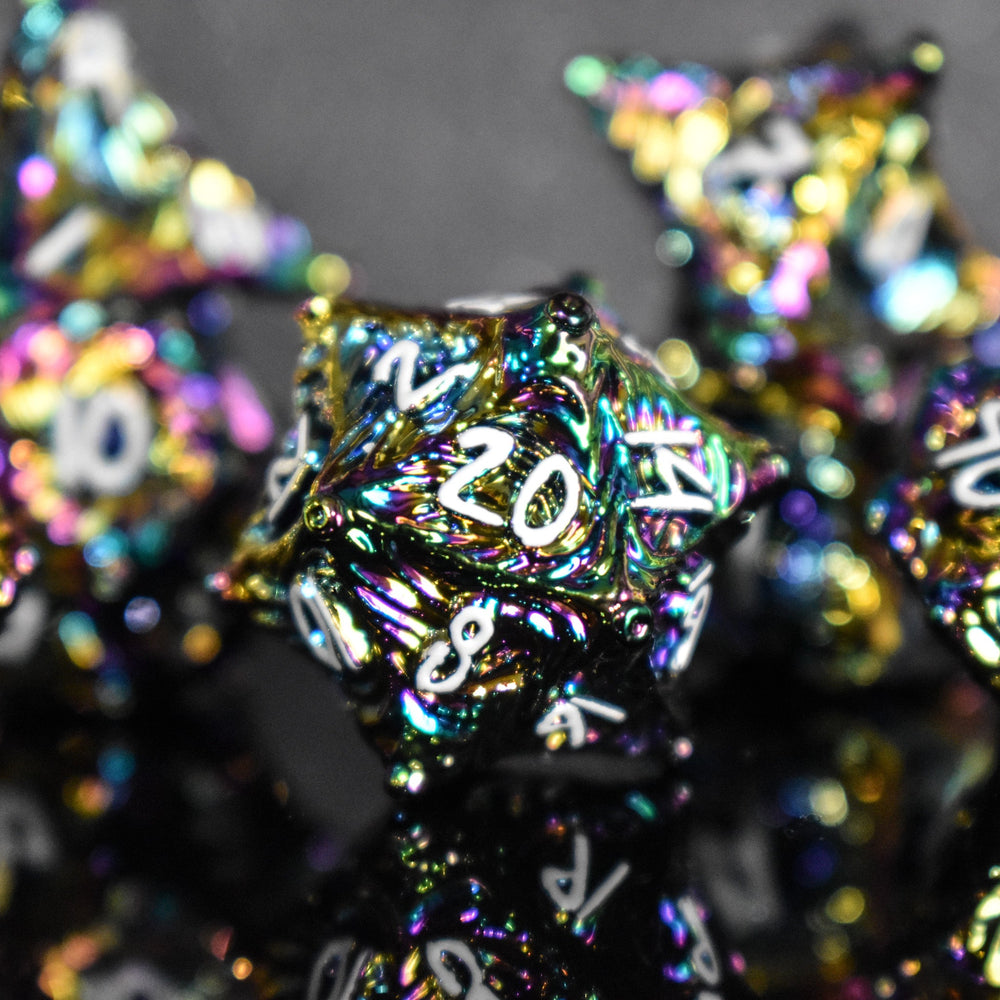 Pre-Order || Vortex Warp Metal Dice Set - Iridescent