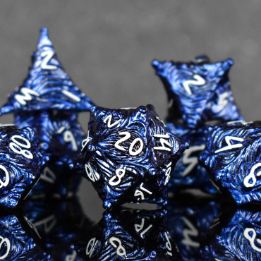 Pre-Order || Vortex Warp Metal Dice Set - Pearlescent Blue