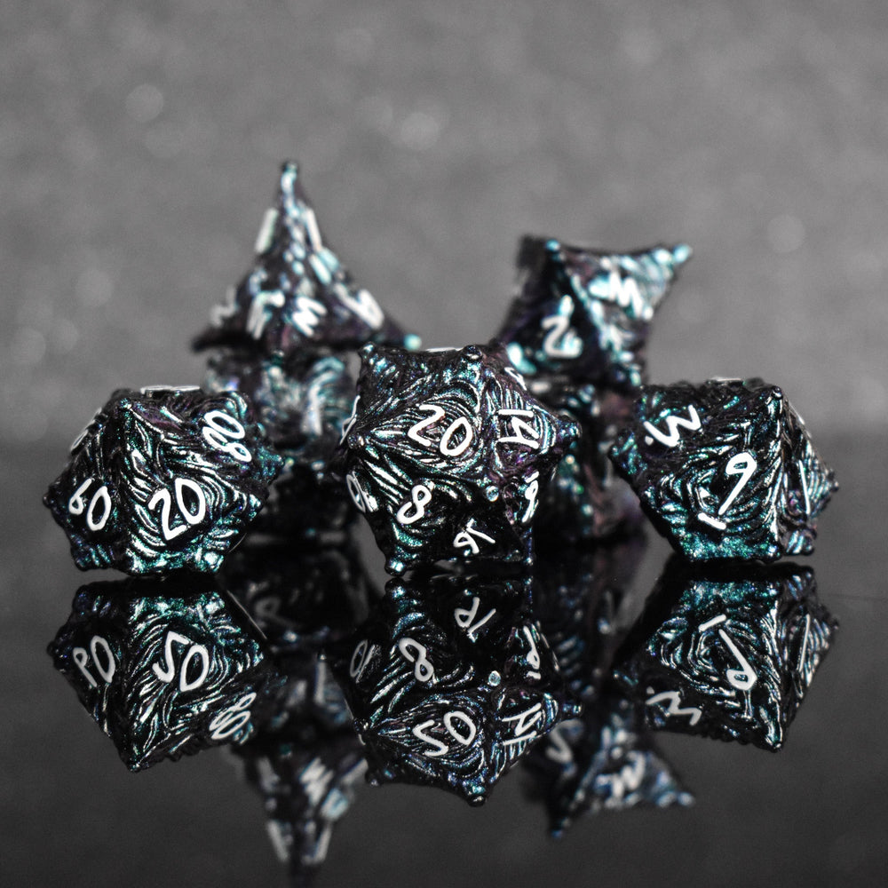 Pre-Order || Vortex Warp Metal Dice Set - Pearlescent Galaxy