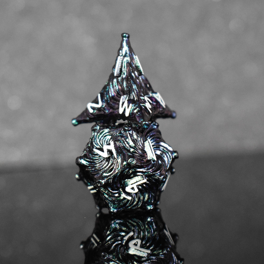Pre-Order || Vortex Warp Metal Dice Set - Pearlescent Galaxy