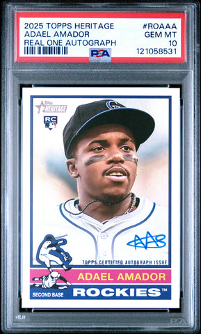 Graded 2025 Topps Heritage Adael Amador #ROAAA Real One Autograph Rookie RC Baseball Card PSA 10 Gem Mint (ONLINE ORDER ONLY)