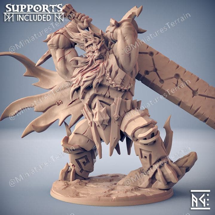 3D Printed Artisan Guild Vulkarion Fire Jotunn Champion Epic Bosses 28mm 32mm (Online Only)