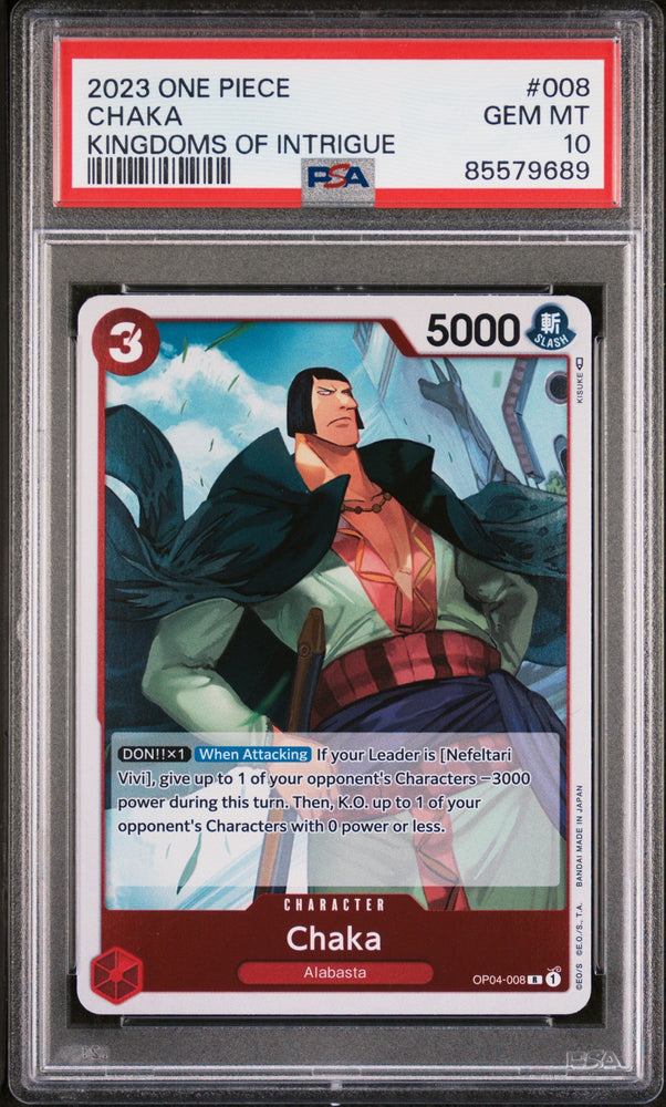 2023 ONE PIECE KINGDOMS OF INTRIGUE CHAKA #8 - PSA GEM MT 10 (Online Order Only)