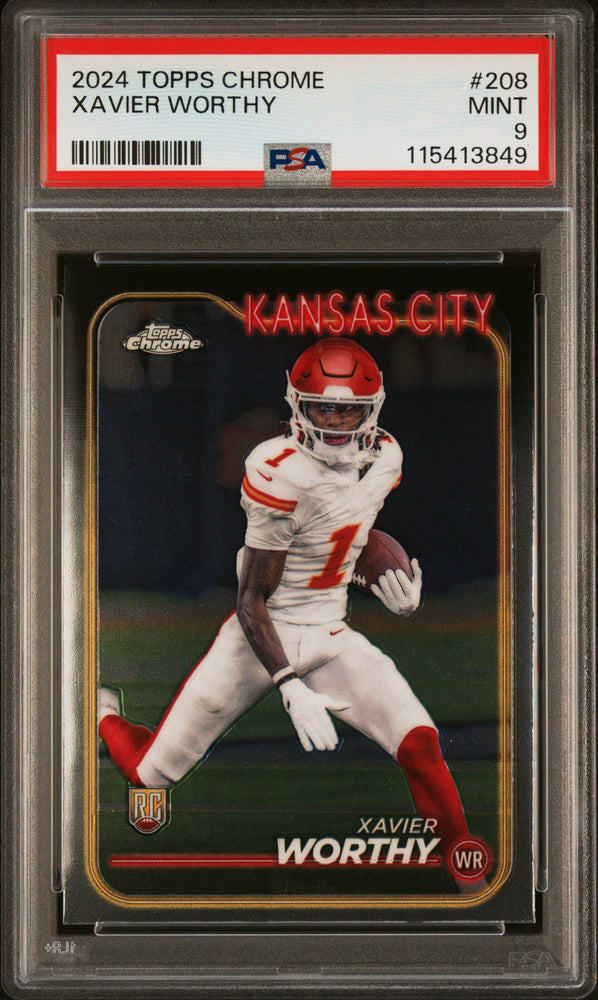 Graded 2024 Topps Chrome Xavier Worthy #208 Rookie RC Football Card PSA 9 Mint (ONLINE ORDER ONLY)