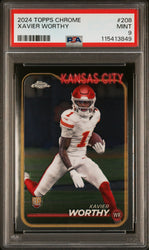 Graded 2024 Topps Chrome Xavier Worthy #208 Rookie RC Football Card PSA 9 Mint (ONLINE ORDER ONLY)