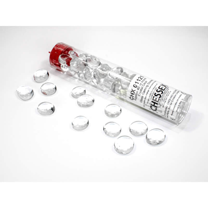 WCX01121 Crystal Clear Gaming Stones 12 - 14mm (40 or More) Chessex (ONLINE ORDER ONLY)