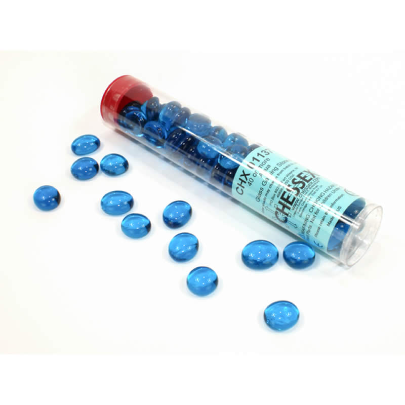 WCX01137 Crystal Aqua Blue Gaming Stones 12 - 14mm (40 or More) Chessex (ONLINE ORDER ONLY)