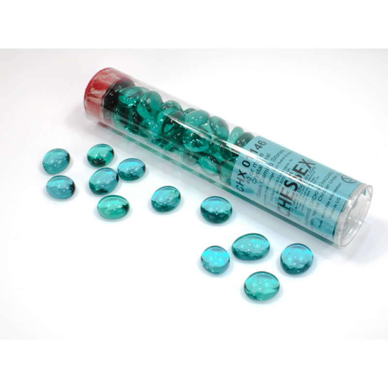 WCX01146 Crystal Teal Gaming Stones 12 - 14mm (40 or More) Chessex (ONLINE ORDER ONLY)