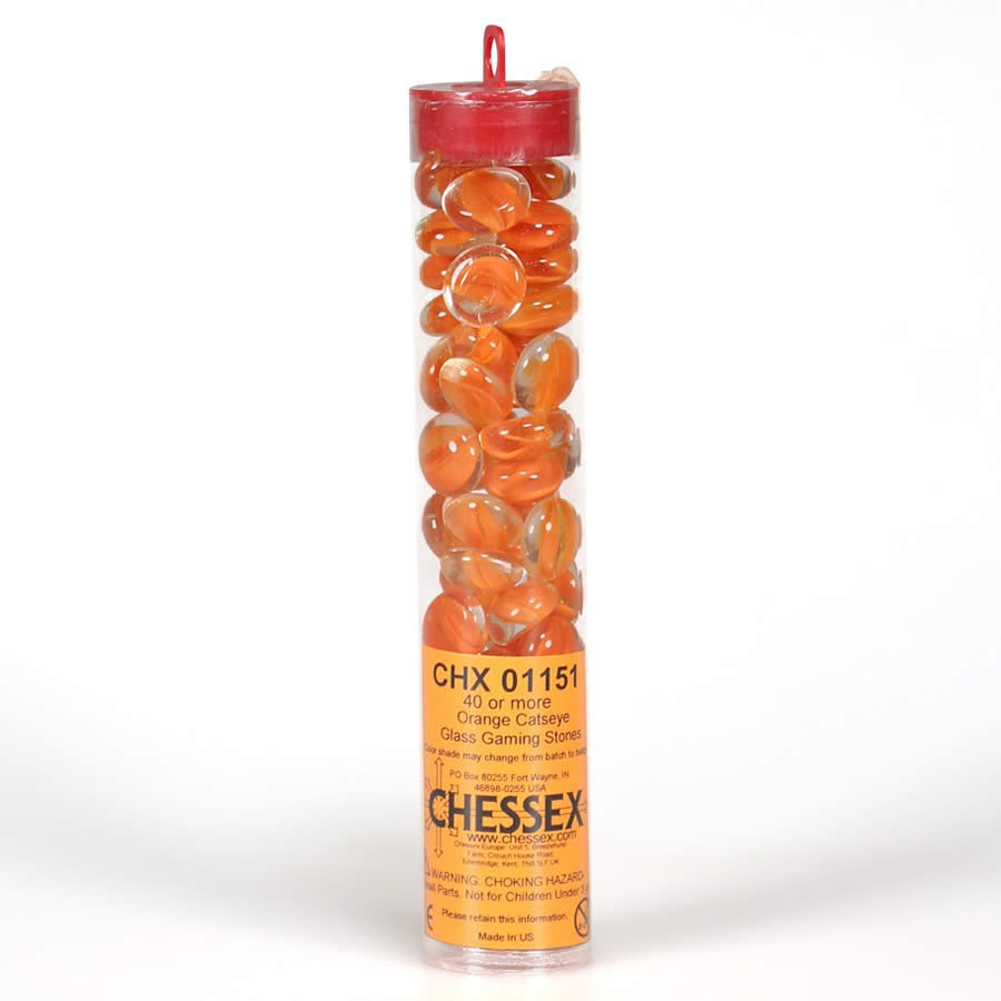 WCX01151 Orange Catseye Gaming Stones 12 - 14mm (40 or More) Chessex (ONLINE ORDER ONLY)