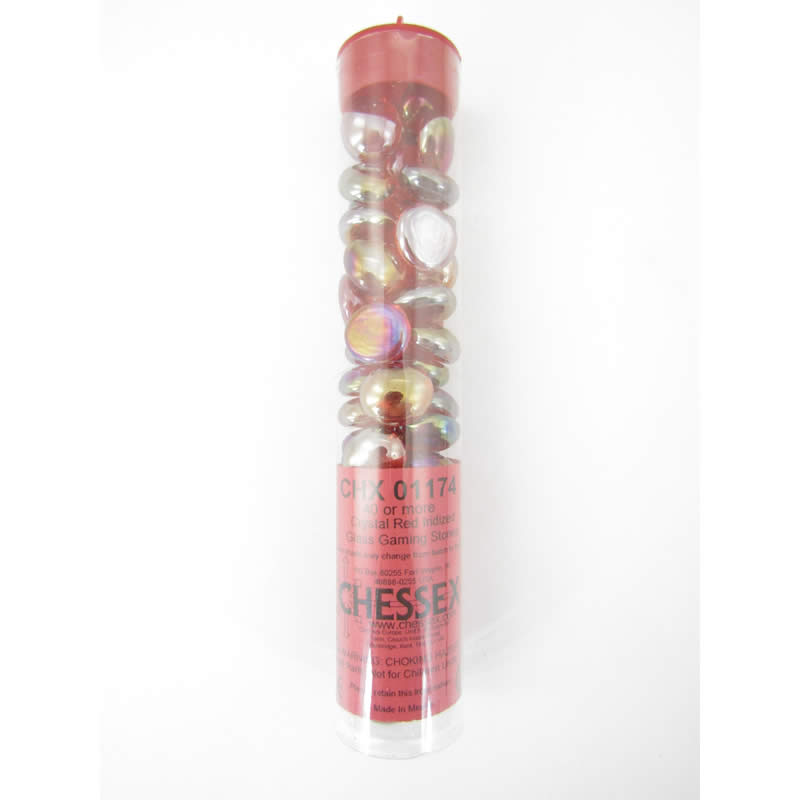 WCX01174 Crystal Red Iridized Gaming Stones 12 - 14mm (40 or More) Chessex (ONLINE ORDER ONLY)