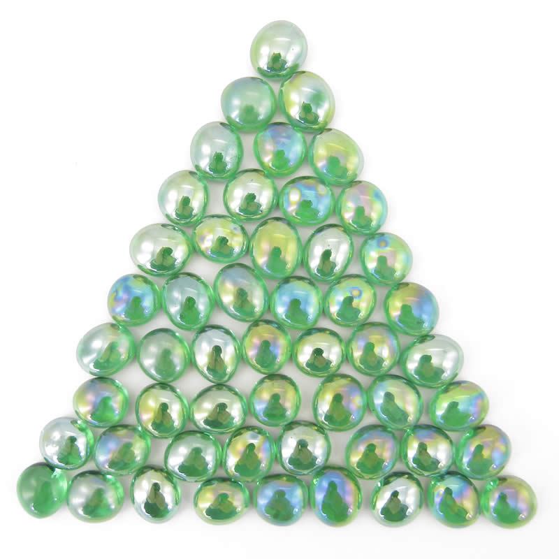 WCX01175 Crystal Green Iridized Gaming Stones 12 - 14mm (40 or More) (ONLINE ORDER ONLY)