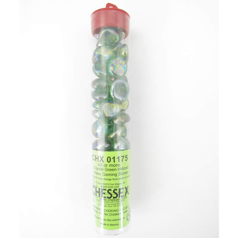 WCX01175 Crystal Green Iridized Gaming Stones 12 - 14mm (40 or More) (ONLINE ORDER ONLY)