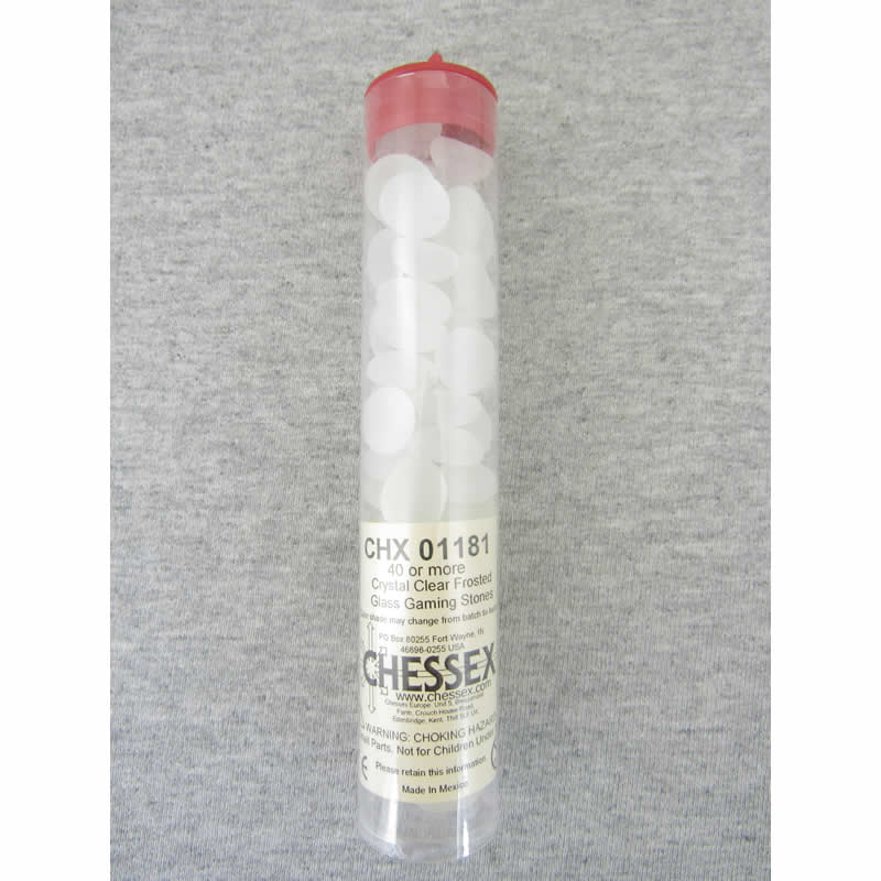 WCX01181 Crystal Clear Frosted Gaming Stones 12 - 14mm (40 or More) (ONLINE ORDER ONLY)