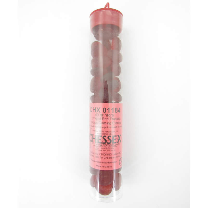 WCX01184 Crystal Red Frosted Gaming Stones 12 - 14mm (40 or More) (ONLINE ORDER ONLY)