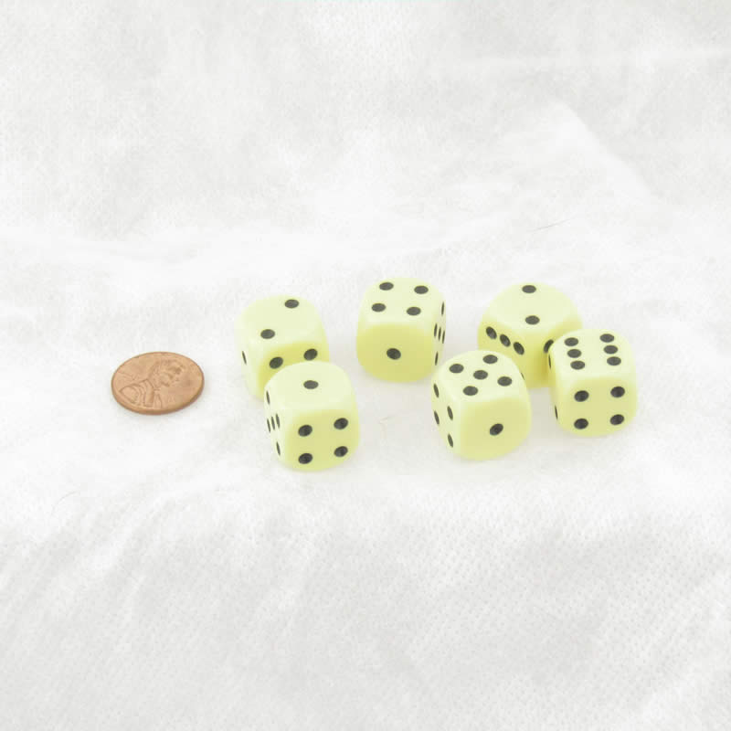 WCX25662E6 Yellow Pastel Dice with Black Pips D6 16mm (5/8in) Pack of 6 (ONLINE ORDER ONLY)