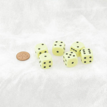 WCX25662E6 Yellow Pastel Dice with Black Pips D6 16mm (5/8in) Pack of 6 (ONLINE ORDER ONLY)