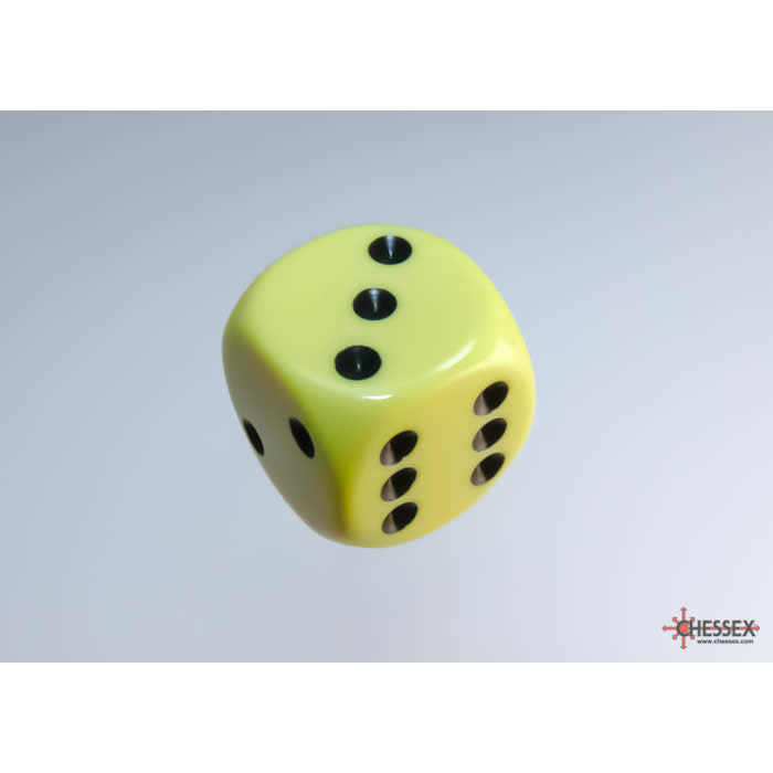 WCX25662E6 Yellow Pastel Dice with Black Pips D6 16mm (5/8in) Pack of 6 (ONLINE ORDER ONLY)