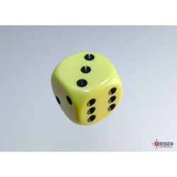 WCX25662E6 Yellow Pastel Dice with Black Pips D6 16mm (5/8in) Pack of 6 (ONLINE ORDER ONLY)